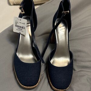 Worthington Dark Blue Ankle Strap Heels